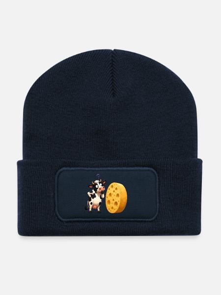 Kuh und Käse Frageszene - Recycelte Patch Beanie - French Navy