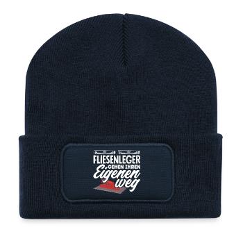 Fliesenleger Sprüche Lustiges Handwerker Design - Recycelte Patch Beanie - French Navy - Vorne