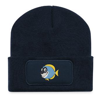 Funny Smile Doktorfisch – White-throated Surgeonfi - Recycelte Patch Beanie - French Navy - Vorne