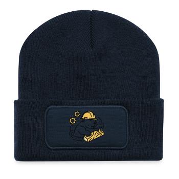 Biber Bauhelm Holz Grafik - Recycelte Patch Beanie - French Navy - Vorne