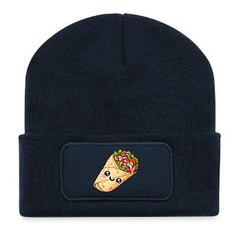 Kawaii Burrito Wrap Cartoon - Recycelte Patch Beanie - French Navy - Vorne