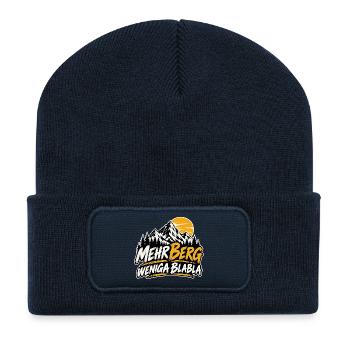 mehr Berg weniga blabla - für echte Wanderer - Recycelte Patch Beanie - French Navy - Vorne