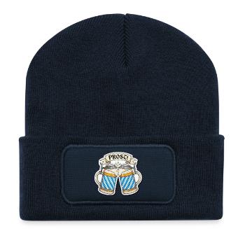 Prost! Bierkrüge Sticker Design - Recycelte Patch Beanie - French Navy - Vorne