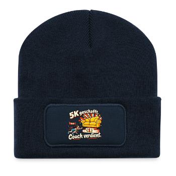 5K geschafft – Couch to 5K Laufanfänger - Recycelte Patch Beanie - French Navy - Vorne