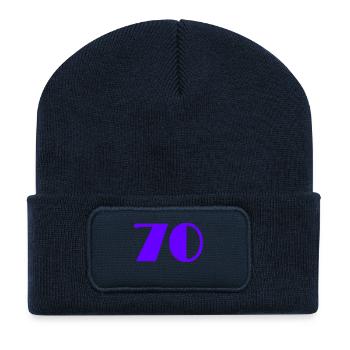 70. 70 JAHRE. 70-JÄHRIGES JUBILÄUM. GEBURTSTAG 70 JAHRE. - Recycelte Patch Beanie - French Navy - Vorne