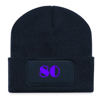 80. 80 YEARS. 80TH ANNIVERSARY. BIRTHDAY 80 YEARS. - Recycled Patch Beanie - french navy - Front