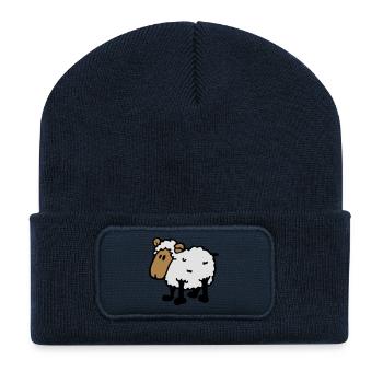 cool comic sheep funny sheep - Recycled Patch Beanie - french navy - Front