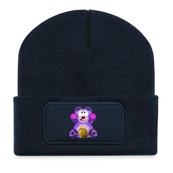 Teddybaer et de miel en violet - Beanie recyclé à patch - bleu marine - Devant