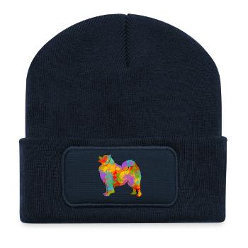 Samoyede Multicolore - Beanie recyclé à patch - bleu marine - Devant