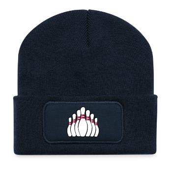 bowling pins kegeln balls baelle sports43 - Recycelte Patch Beanie - French Navy - Vorne