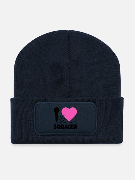 I Love Schlager  - Recycelte Patch Beanie - French Navy