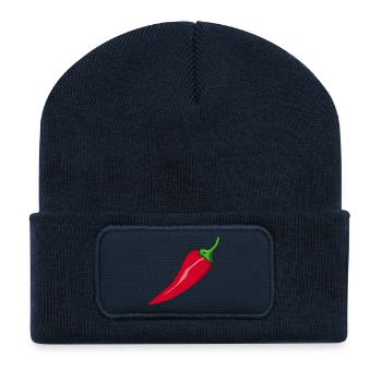 paprika piment chili végétarien veggie agrumes - Beanie recyclé à patch - bleu marine - Devant