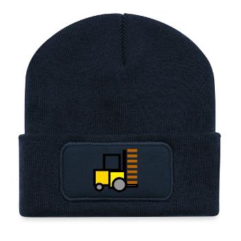 gabelstapler fork lift truck stacker pallet palett - Recycelte Patch Beanie - French Navy - Vorne