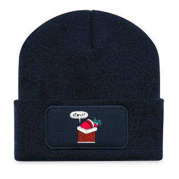 Weihnachtsmann im Schornstein lustig Weihnachten - Recycelte Patch Beanie - French Navy - Vorne