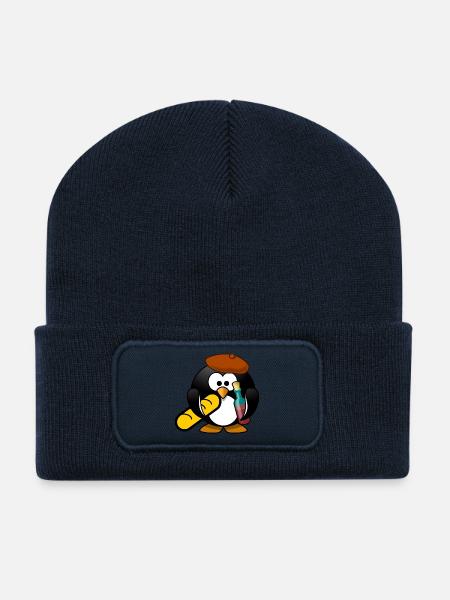 Französischer Pinguin / french style - Recycelte Patch Beanie - French Navy