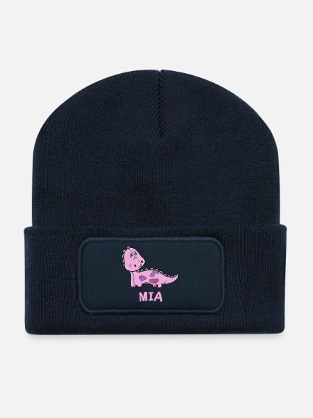 Dinosaurier lustig Kind Mia Geschenk Geburtstag Ko - Recycelte Patch Beanie - French Navy