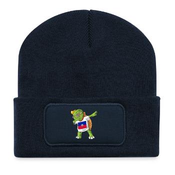 Haiti Dabbing Schildkröte - Recycelte Patch Beanie - French Navy - Vorne