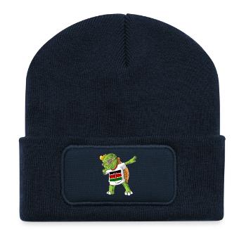 Kenia Dabbing Schildkröte - Recycelte Patch Beanie - French Navy - Vorne