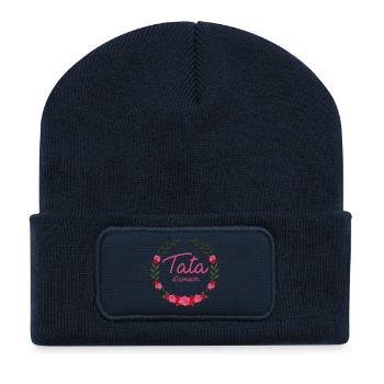 Tata d'amour - Beanie recyclé à patch - bleu marine - Devant