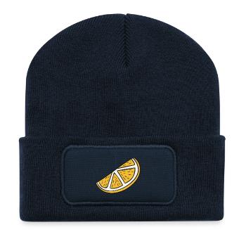 tranche d'orange - Beanie recyclé à patch - bleu marine - Devant