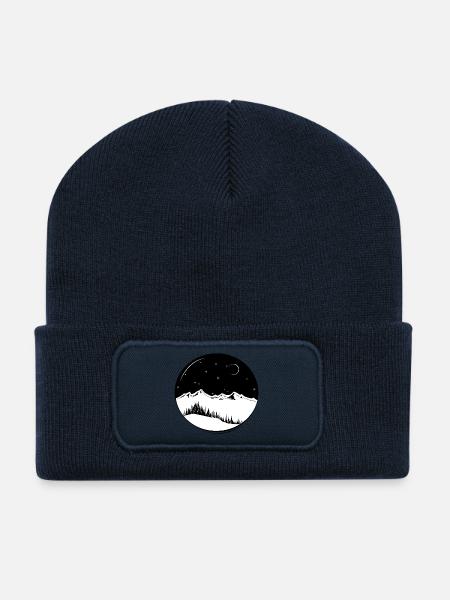 Night stars forest and mountains gift - Recycled Patch Beanie - french navy