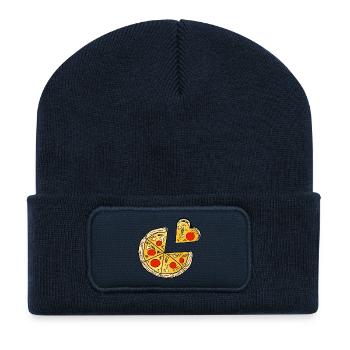 Pizza Coeur Amour Manger Italie Cadeau - Beanie recyclé à patch - bleu marine - Devant