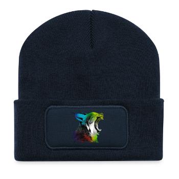 Yawning lynx - Recycled Patch Beanie - french navy - Front
