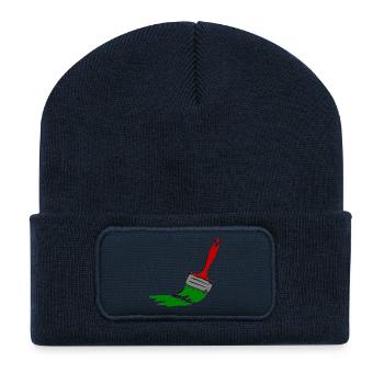 Illustration de pinceau de peintre créatif - Beanie recyclé à patch - bleu marine - Devant