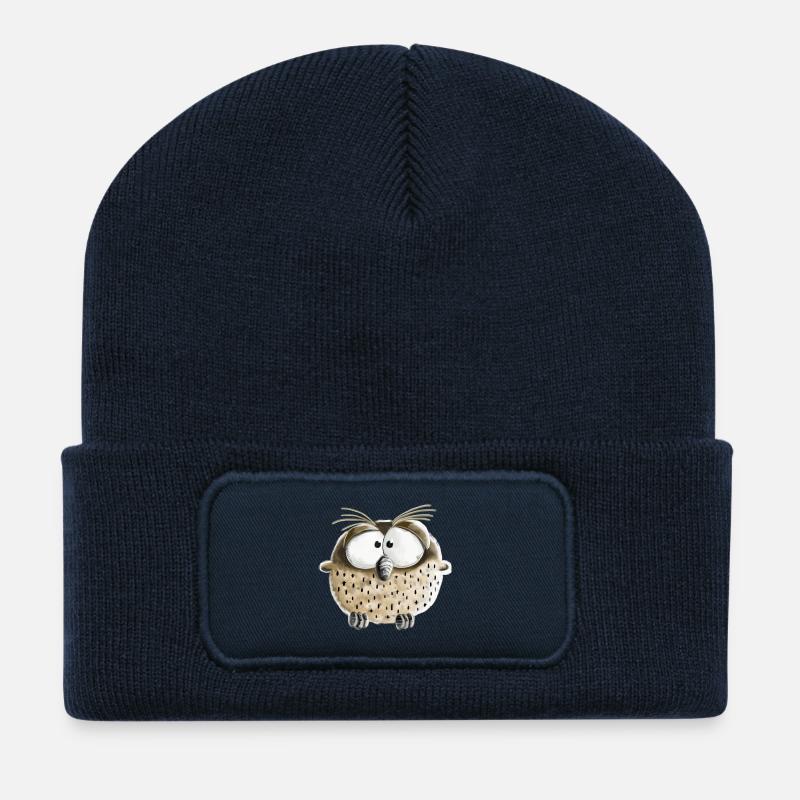Funny Owl I Kauz I Bird I Comic Gift - Recycled Patch Beanie - french navy