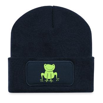 grenouille - Beanie recyclé à patch - bleu marine - Devant