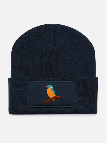 eisvogel vogel bunt - Recycelte Patch Beanie - French Navy