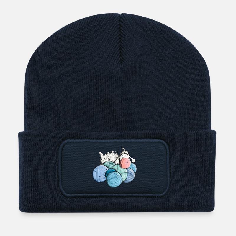 Schaf auf Wolle - Recycelte Patch Beanie - French Navy