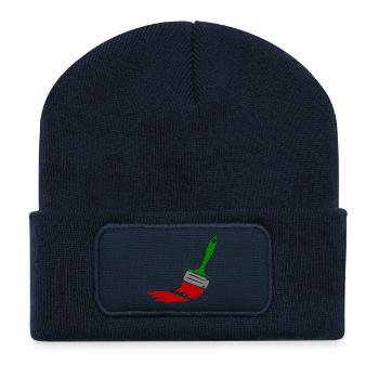 Pinceau de peintre - Beanie recyclé à patch - bleu marine - Devant