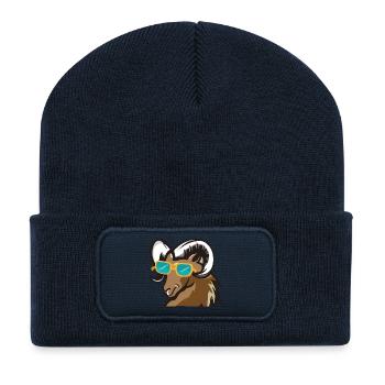 Ram with sunglasses - Recycled Patch Beanie - french navy - Front