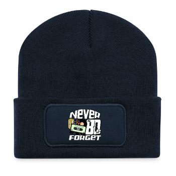 Fête des années 80, chemise amusante, années 80 n’oublie jamais.. (25) - Beanie recyclé à patch - bleu marine - Devant