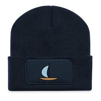 Voilier - Beanie recyclé à patch - bleu marine - Devant