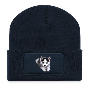 Dog, Husky - Recycled Patch Beanie - french navy - Front