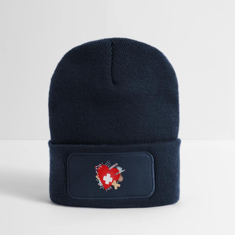 Erste Hilfe Set oder Reiseapotheke mit Herz Recycelte Patch Beanie