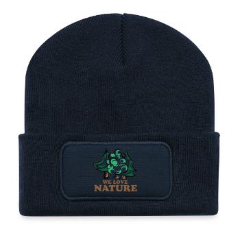 Nature Arbres Symbole de forêt Icône Logo Illustration - Beanie recyclé à patch - bleu marine - Devant