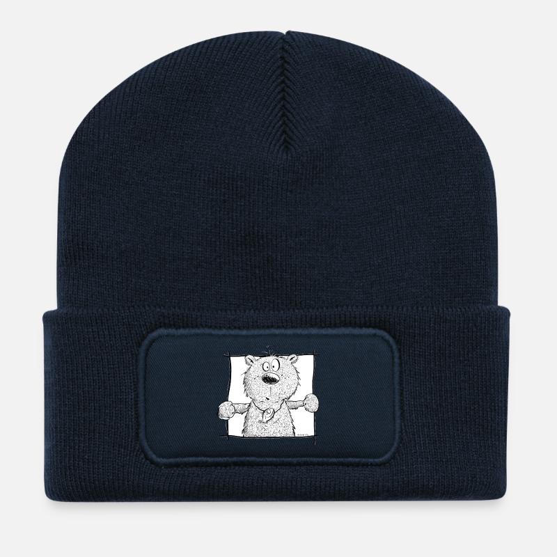 Drolliger Kleiner Bär I Wildtier Comic - Recycelte Patch Beanie - French Navy