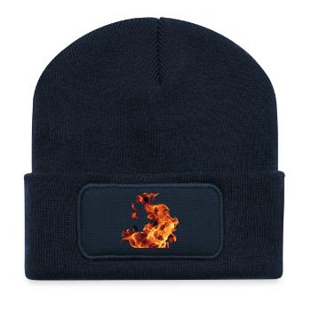 Abstract Flames on Black - Recycled Patch Beanie - french navy - Front