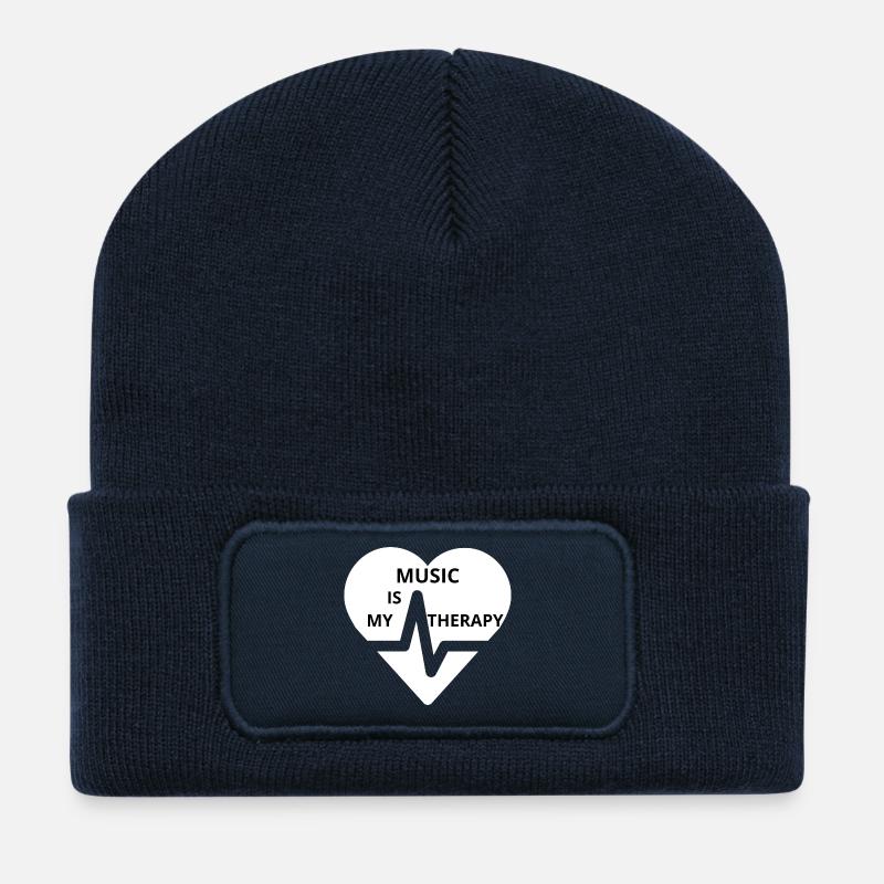 Music Therapy Heart Design - Recycled Patch Beanie - french navy