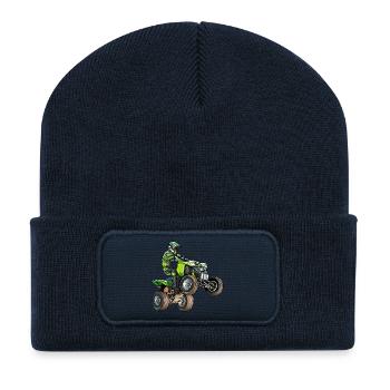 Quad Moto - Beanie recyclé à patch - bleu marine - Devant
