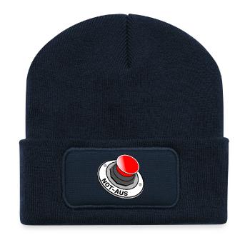 Not Aus Button Schalter für Genervte schnelle Ruhe - Recycelte Patch Beanie - French Navy - Vorne