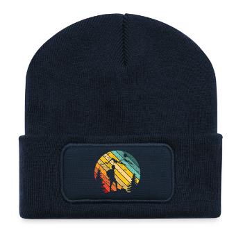 Randonnée Escalade Retro Sunset - Beanie recyclé à patch - bleu marine - Devant