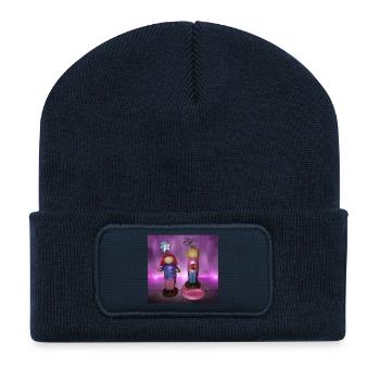 Glitzernde Fantasiefiguren Duo - Recycelte Patch Beanie - French Navy - Vorne