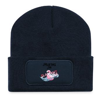 Flamant rose - Beanie recyclé à patch - bleu marine - Devant