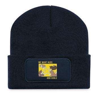 Wir wollen Umarmungen und Seelen - Recycelte Patch Beanie - French Navy - Vorne