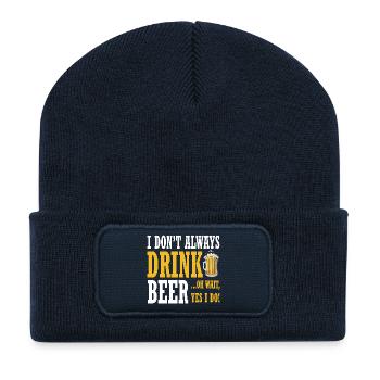 Dicton de bière humoristique : le design au service de la convivialité - Beanie recyclé à patch - bleu marine - Devant