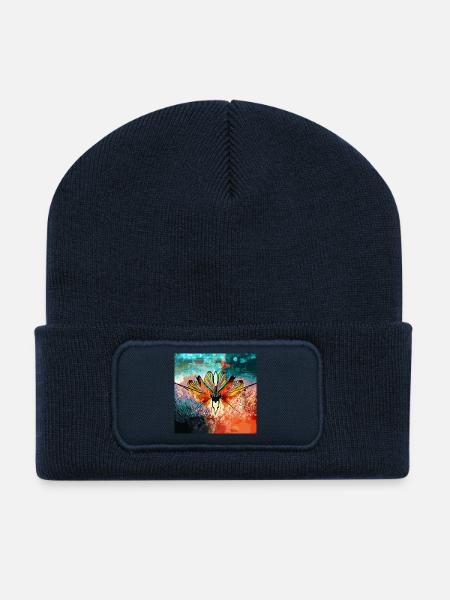 Farbiger Schmetterlingstraum - Recycelte Patch Beanie - French Navy
